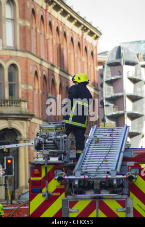 West Yorkshire Fire Service at a disaster training exercise in Leeds city center Stock Photo