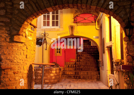 Underground passage with galleries and restaurants in historic Ville Haute, Luxembourg city Stock Photo