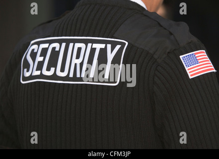 Usa, New York State, New York City, inscription on man's uniform Stock Photo