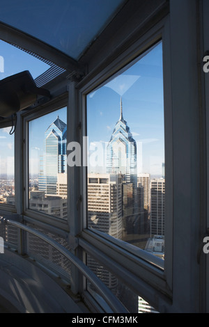 USA, Pennsylvania, Philadelphia, view through window on skyscrapers Stock Photo