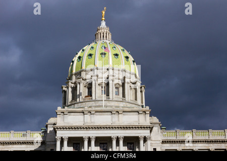 Dome and cupola of the Pennsylvania state capitol building in Harrisburg Stock Photo