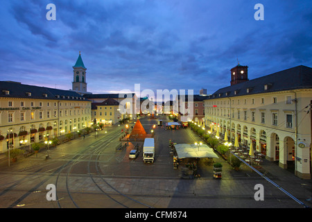 Market square with pyramide, Karlsruhe, Baden-Wurttemberg, Germany, Europe Stock Photo