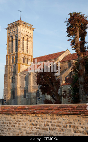 West tower from the southeast, Vezelay Abbey, UNESCO World Heritage Site, Vezelay, Burgundy, France, Europe Stock Photo