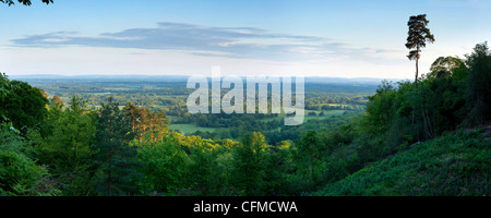 View south from Holmbury Hill towards The South Downs, Surrey Hills, Surrey, England, United Kingdom, Europe Stock Photo