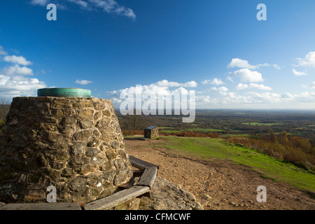 View south from cairn at the top of Holmbury Hill, Surrey Hills, Surrey, England, United Kingdom, Europe Stock Photo