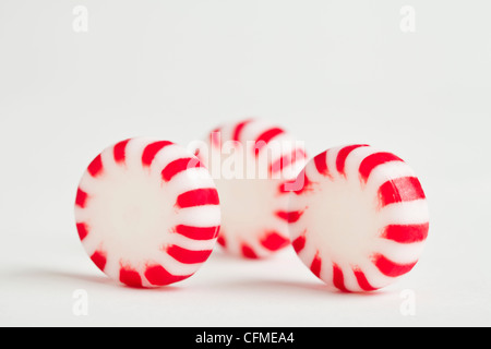 Red and white candies, studio shot