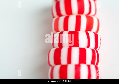 Red and white candies, studio shot