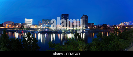 USA, West Virginia, Charleston, Panoramic cityscape at night Stock Photo