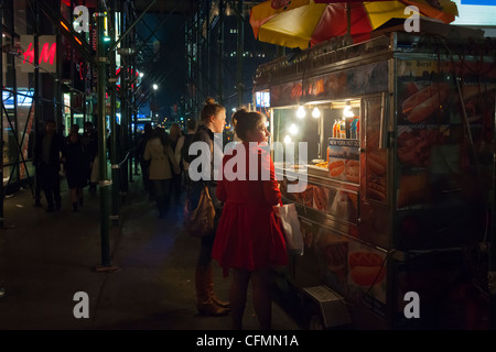 A hot dog vendor near Pennsylvania Station in New York on Saturday, March 17, 2012. (© Richard B. Levine) Stock Photo