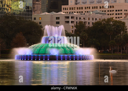 Fountain in Eola Lake in Orlando, Florida Stock Photo