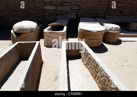 Kom Ombo. Egypt. Africa. View of ancient Egyptian s or sarcophagi possibly for crocodiles at the Temple of Kom Ombo. Stock Photo