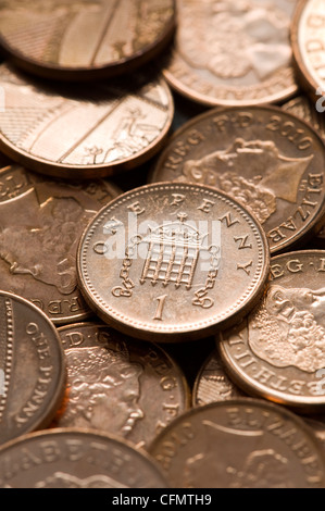 full frame image of british sterling pennies Stock Photo