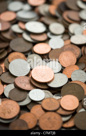 british coins sterling full frame shallow depth of field Stock Photo