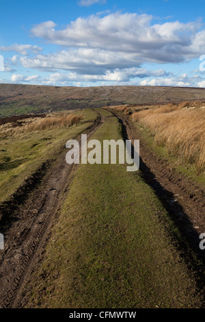 Deep rutted field tracks in the countryside of Redmire, near Reeth, North Yorkshire Dales and National Park, UK Stock Photo