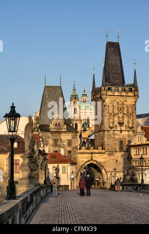 View from Charles Bridge towards the Lesser Quarter, Prague, Czech Republic Stock Photo