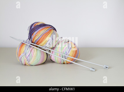 Wool and knitting needles Stock Photo