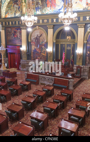 Inside the Senate chambers of the Pennsylvania state capitol building in Harrisburg