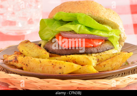 Portabella mushroom burger Stock Photo