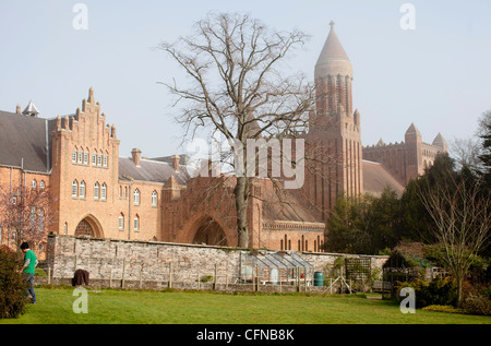 Quarr Abbey near Ryde, Isle of Wight, a Benedictine monastery built of red brick. Stock Photo