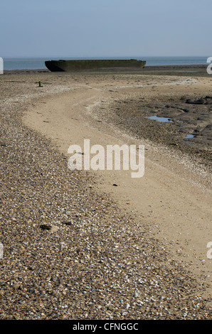 One of the barges moored at Bradwell on Sea Stock Photo