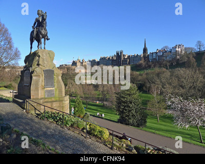 The Royal Scots Greys World War Memorial statue in West Princes Street Gardens Edinburgh Scotland Stock Photo