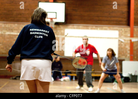 people playing badminton at their local club, Newmarket Suffolk UK Stock Photo