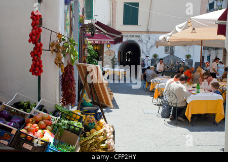 Vegetable shop restaurant at village Amalfi, Amalfi coast, Unesco World Heritage site, Campania, Italy, Mediterranean sea, Europe Stock Photo