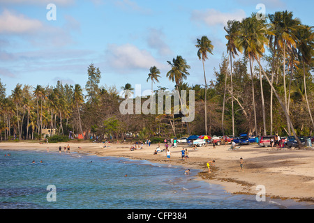 LUQUILLO, PUERTO RICO - People enjoying public beach. Stock Photo