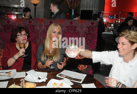 Laura Burkhart, Mary Carey and Jennifer Carroll Mary Carey and her husband Mario Monge have dinner at Eric Ripert's 10 Arts Restaurant, Ritz Carlton Philadelphia, PA USA - 01.02.11 Stock Photo