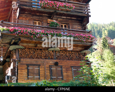 The Walser village of Grimentz, Valais, Swiss Alps, Switzerland, Europe Stock Photo