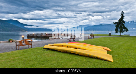 Canoes, Balestrand Hotel, Sognefjord, Norway Stock Photo