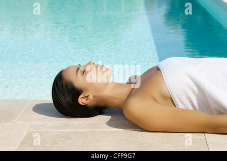 A couple of towels sitting next to a hot tub Image & Design ID 0000142245 