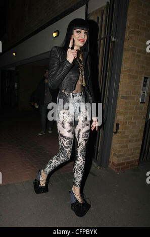 Jessie J heads out to Barfly in Camden to perform a gig. The British R&B newcomer has held off competition from Bruno Mars to score her first number one on the U.K. singles chart London, England - 06.02.11 Stock Photo