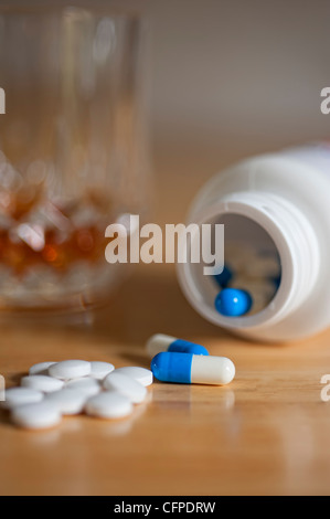 Alcohol and drugs don't mix well Stock Photo