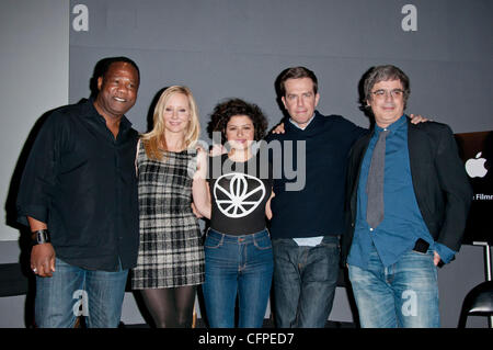 Isiah Whitlock Jr, Anne Heche, Alia Shawkat, Ed Helms, Miguel Arteta Meet The Filmmakers at The Apple Store Soho 'Cedar Rapids' New York City, USA - 08.02.11 Stock Photo