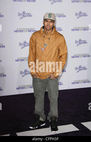 Chris Brown Los Angeles Premiere of 'Justin Bieber: Never Say Never' held at Nokia Theatre L.A. Live Los Angeles, California - 08.02.11 Stock Photo