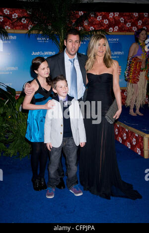 Bailee Madison, Adam Sandler, Jennifer Aniston and Griffin Alexander Gluck Premiere of 'Just Go With It' at the Ziegfeld Theatre - Arrivals New York City, USA - 08.02.11 Stock Photo