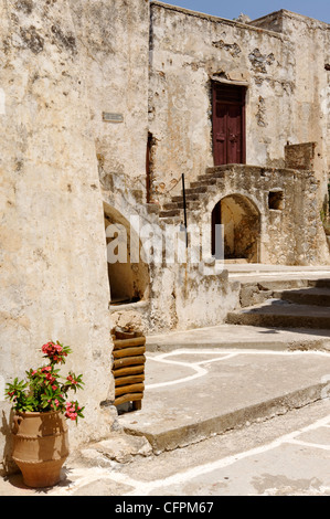 Preveli. Crete. Greece. View of the rustic Monastic quarters at Moni Preveli or the Monastery of Preveli which is located on Stock Photo