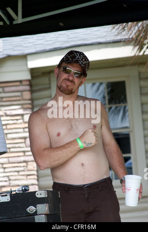 Rock the dock summer lake party Stock Photo