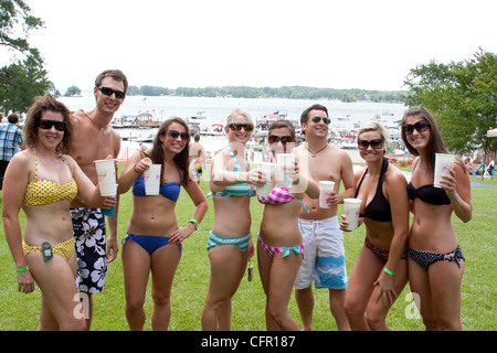 Rock the dock summer lake party Stock Photo