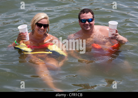 Rock the dock summer lake party Stock Photo