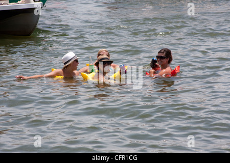 Rock the dock summer lake party Stock Photo