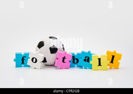 Football concept, kids word puzzle game Stock Photo