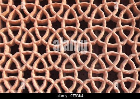 Patterned lattice stone work at Tajmahal,Agra, Uttar Pradesh, India Stock Photo