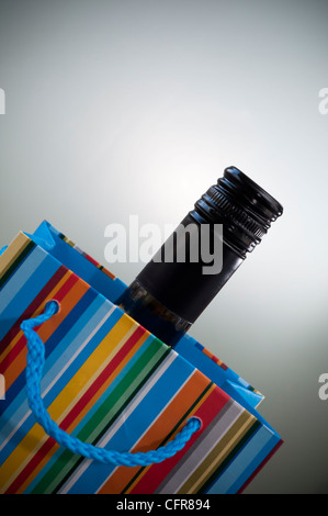 Bottle of wine in a gift bag. Stock Photo