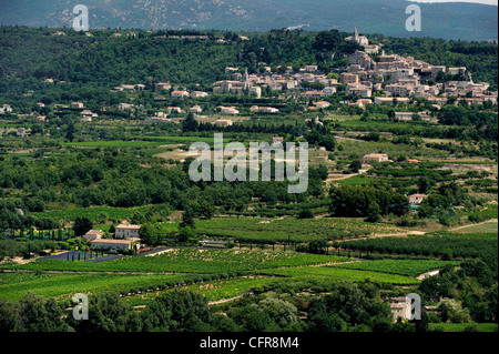 View of rural landscape from the picturesque village of Lacoste, Provence, France, Europe Stock Photo