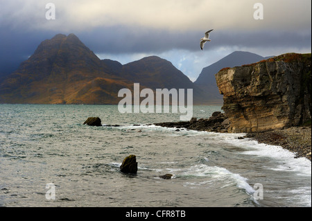 View to Cuillin Hills from Elgol harbour, Isle of Skye, Inner Hebrides, Scotland, United Kingdom, Europe Stock Photo