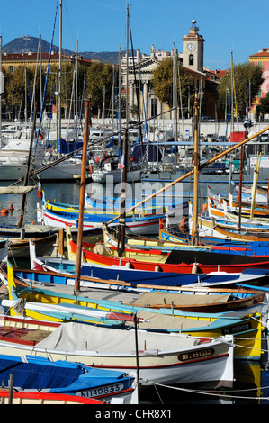 Colourful boats in Port Lympia, French Riviera, France, Mediterranean, Europe Stock Photo