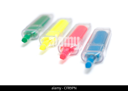 Four markers on a white background Stock Photo
