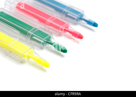 Four markers on a white background Stock Photo